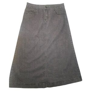 VINTAGE Women's Cato Gray Denim Midi Long Skirt (10)